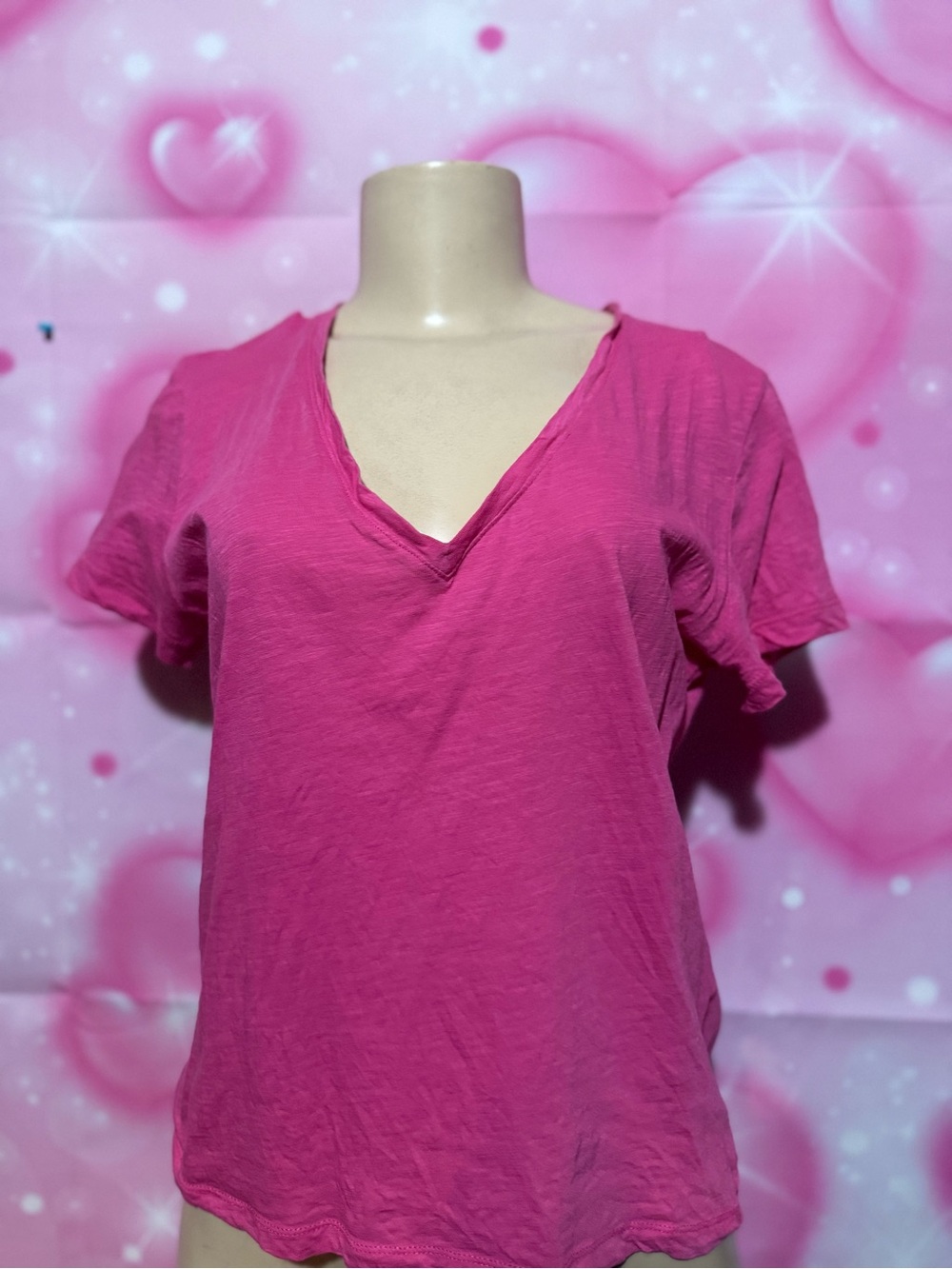 Madewell V-Neck Short Sleeve Tee - Fuchsia Pink